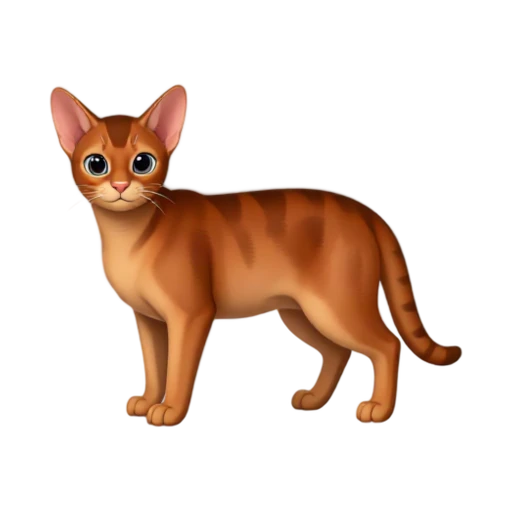 Abyssinian cat with ruddy ticked coat, large ears, and long legs