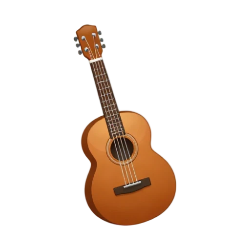 One warm brown acoustic guitar standing diagonally, six strings, round sound hole, no hand, shadow, or scenery.