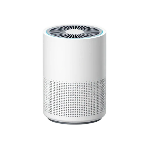 Air Purifier with perforated cylindrical filter housing and top air outlet grille