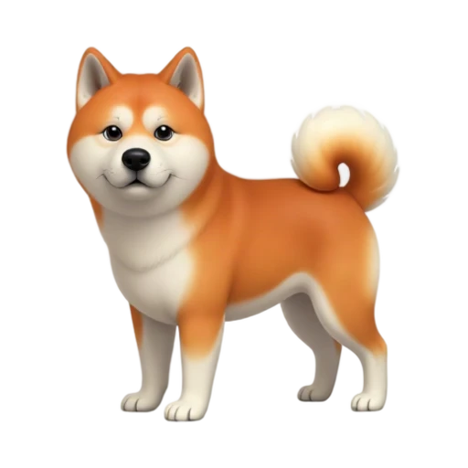Orange and white Akita standing