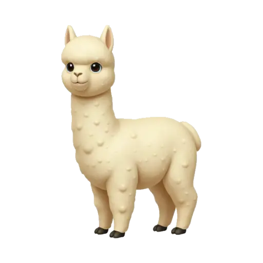 Fluffy cream alpaca standing