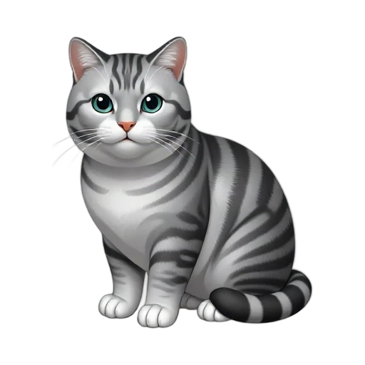 Sturdy silver American Shorthair cat with bold black swirls