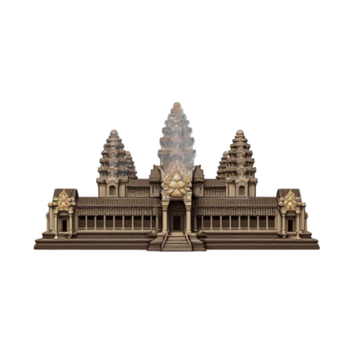 Angkor Wat temple with five lotus-shaped towers