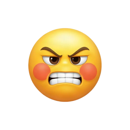 Red flushed angry face with sharply lowered brows and clenched teeth