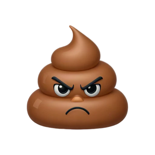 Brown poop swirl with furrowed brows and angry clenched mouth