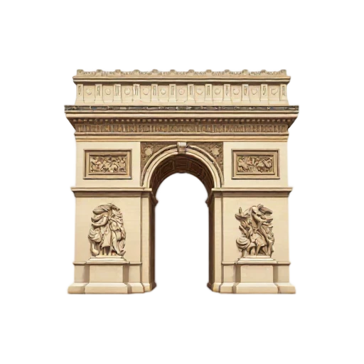 Stone Arc de Triomphe monument with sculpted reliefs