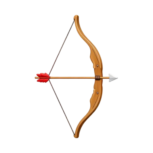 Recurve bow with nocked arrow and feather fletching
