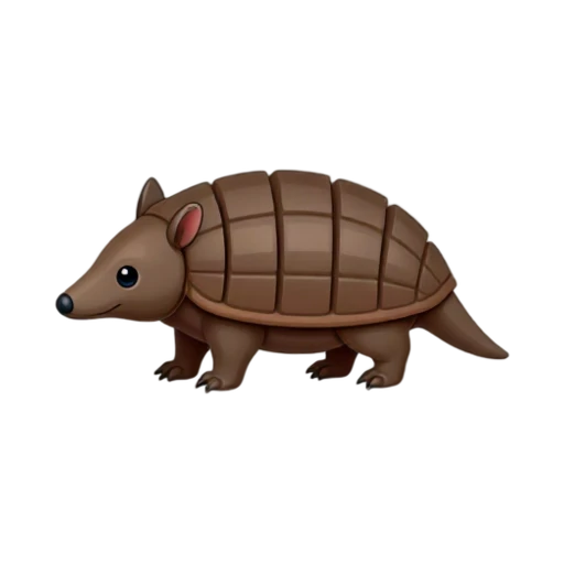Brown armadillo standing with armored shell