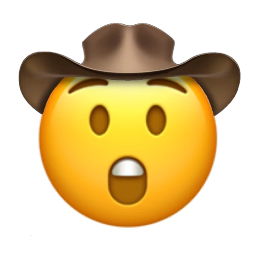 Astonished Cowboy on a transparent background with a brown cowboy hat.