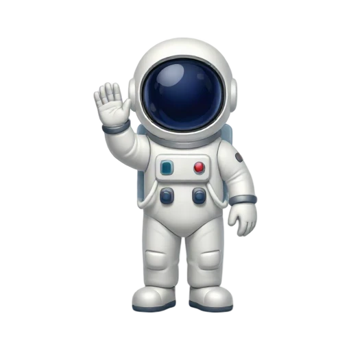 Astronaut in white suit waving one hand