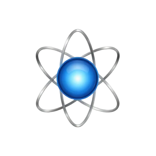Silver atom symbol with blue nucleus