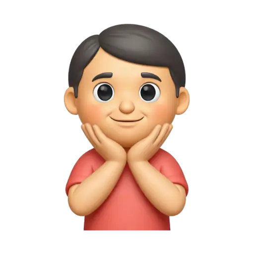 Person with an awkward tight-lipped smile