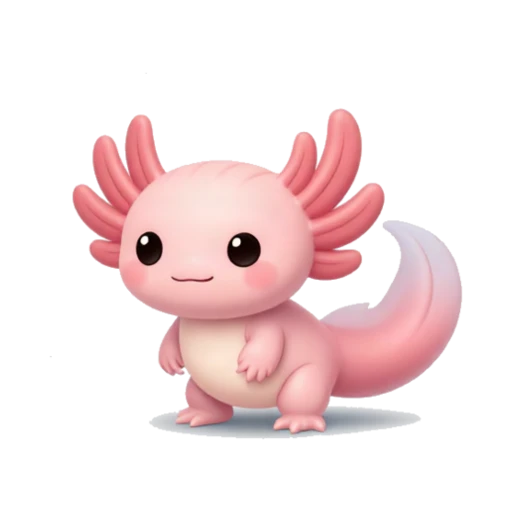 Cute pink axolotl portrait emoji