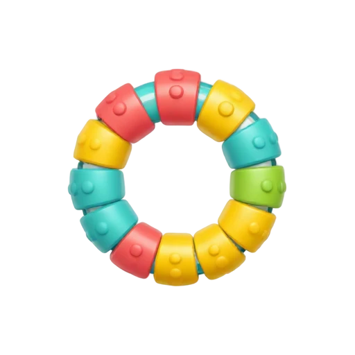 Baby teething ring with thick circular grip and textured silicone segments