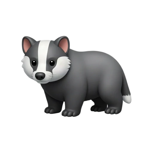 Gray badger standing with black and white face
