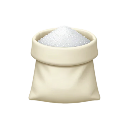 Paper sack with granulated white sugar visible at the opening