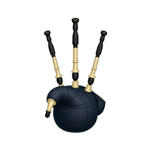 Bagpipes with dark tartan air bag and three upright drone pipes