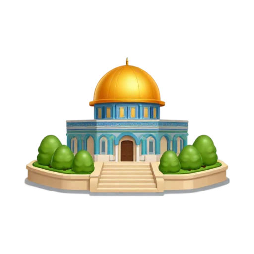 symmetrical garden terraces and gold-domed shrine above them, depicting Bahá'í Gardens Haifa.