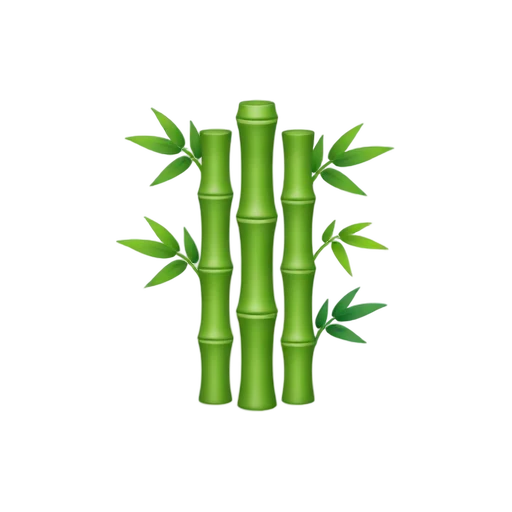 Bamboo Stalks with three segmented green canes and narrow lance-shaped leaves