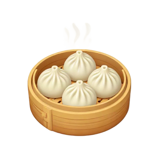 Steamed pleated dumplings in bamboo basket