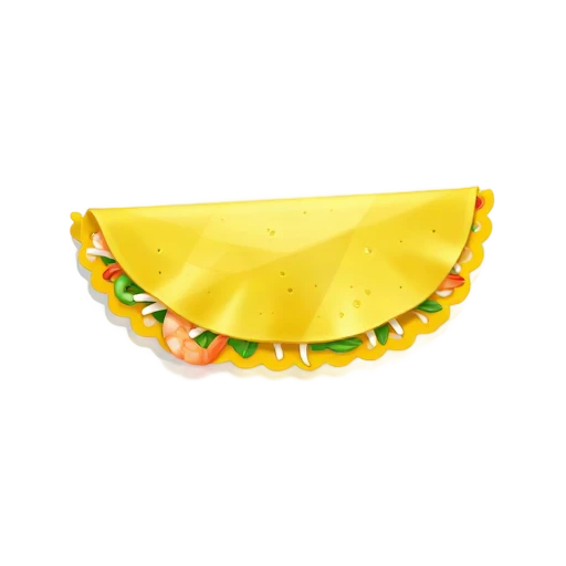 Vietnamese banh xeo crispy yellow crepe folded with shrimp and sprouts