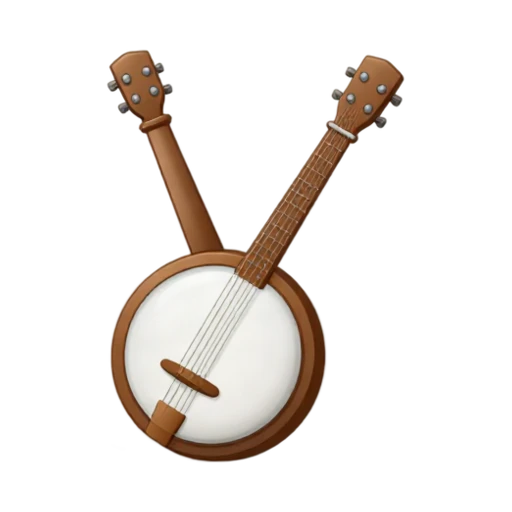 One brown banjo standing diagonally, round white drum head, five strings, no hand, shadow, or scenery.