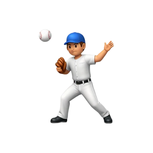 Baseball player throwing a white baseball