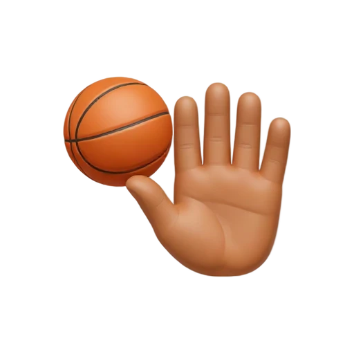 Open hand blocking moving basketball