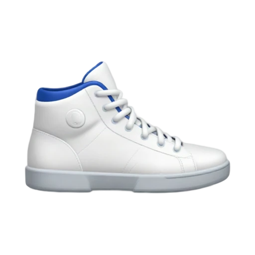 White high-top basketball sneaker with blue collar