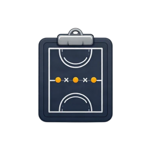 Basketball coach clipboard with play arrows