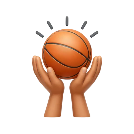 Two hands holding basketball for rebound