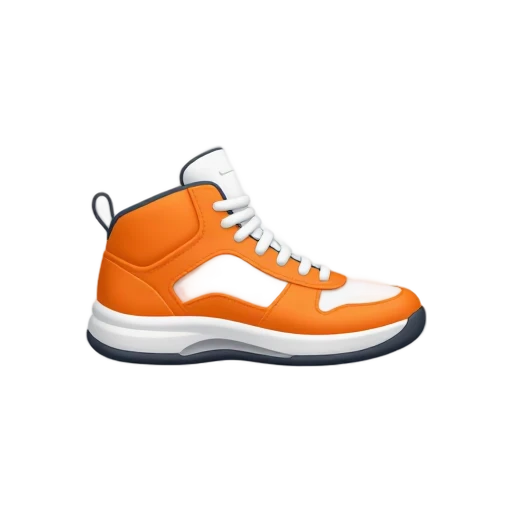 Orange high-top basketball sneaker with squeak lines