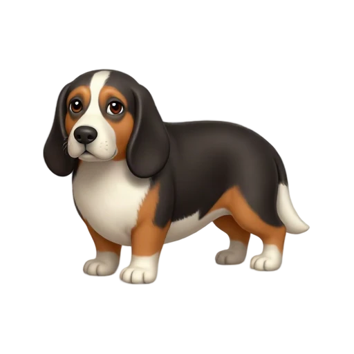 Tricolor Basset Hound standing