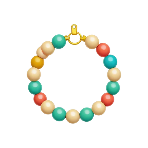 Colorful round-bead bracelet with gold clasp