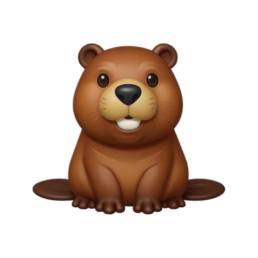 Brown beaver standing with flat paddle tail