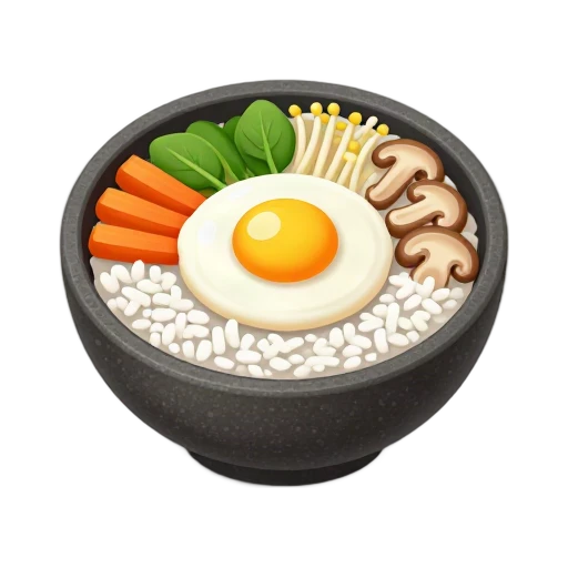 Bibimbap rice bowl with vegetables and fried egg