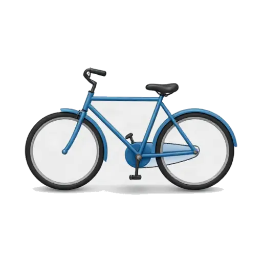 One simple blue bicycle in side view with two equal wheels, clear frame, handlebars, pedals, and seat, no rider or background.