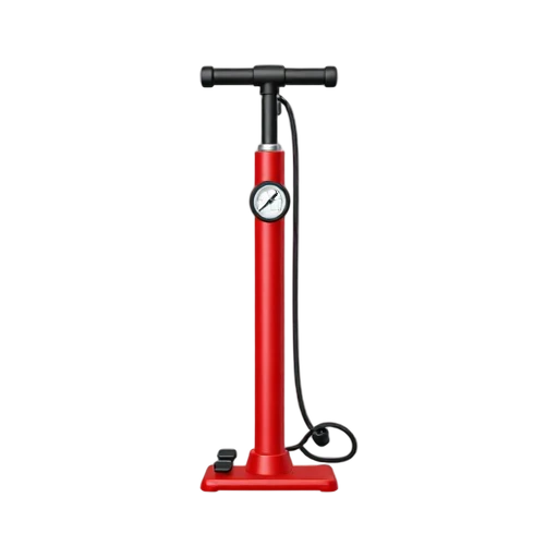 Bicycle floor pump with pressure gauge and hose