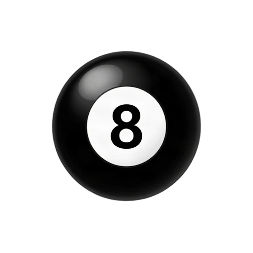 Billiard Ball with glossy black sphere and white circular number patch