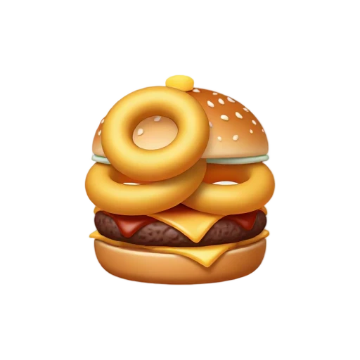 Barbecue cheeseburger with two crispy onion rings