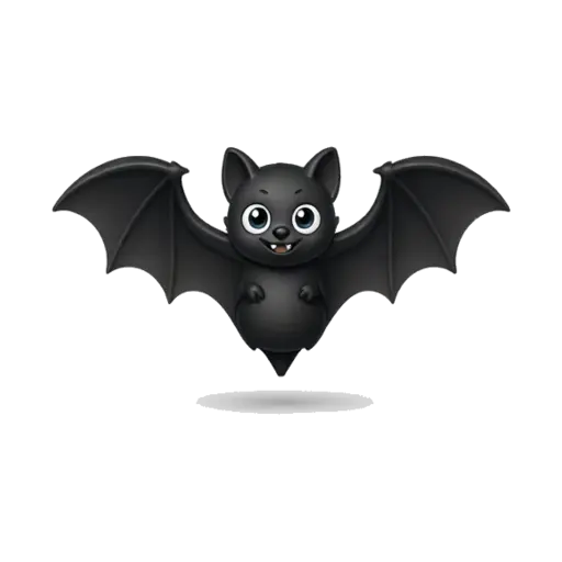 Friendly black bat with wings spread