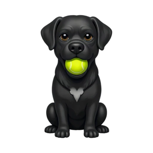 Black lab with tennis ball emoji