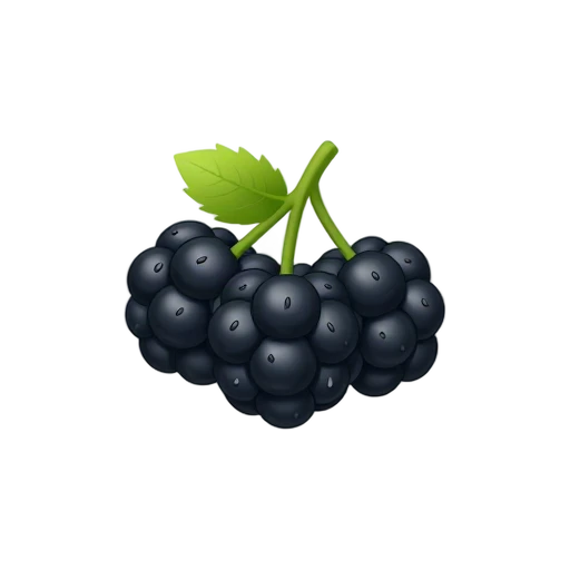 Cluster of ripe blackberries with green leaves