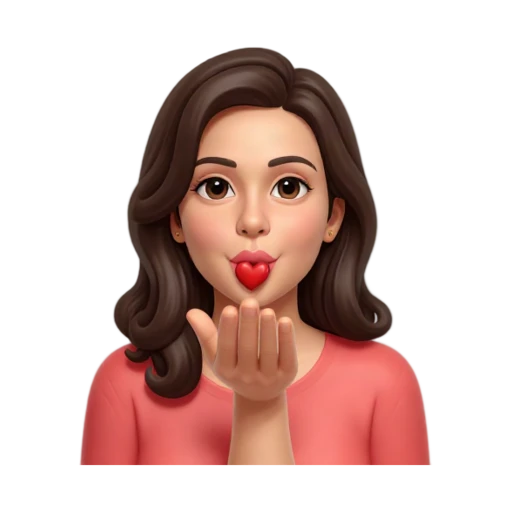 Woman blowing a kiss from an open palm