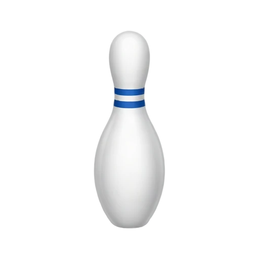 White bowling pin with blue stripes