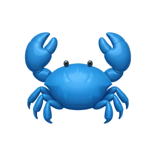Blue crab standing with raised claws