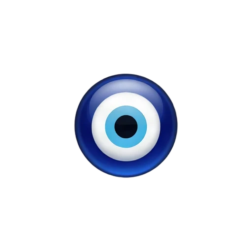 Blue circular evil eye charm with white and dark blue concentric circles