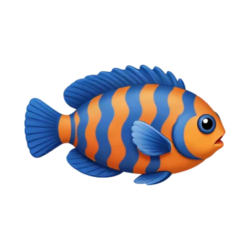 Colorful blue orange mandarin fish emoji