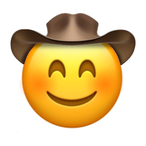 Blushing Cowboy on a transparent background with a brown cowboy hat.