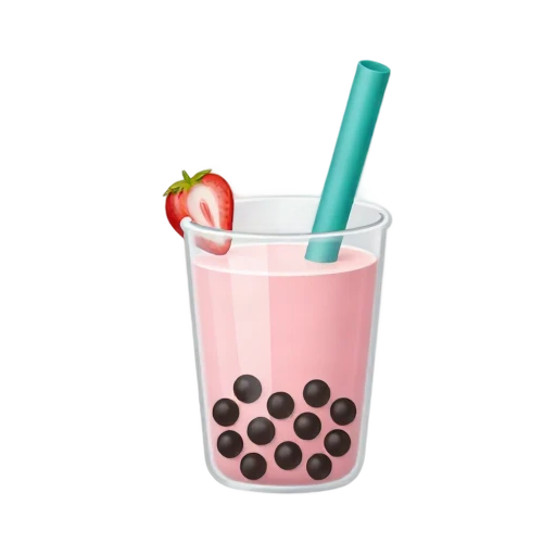 Pink strawberry milk tea with tapioca pearls
